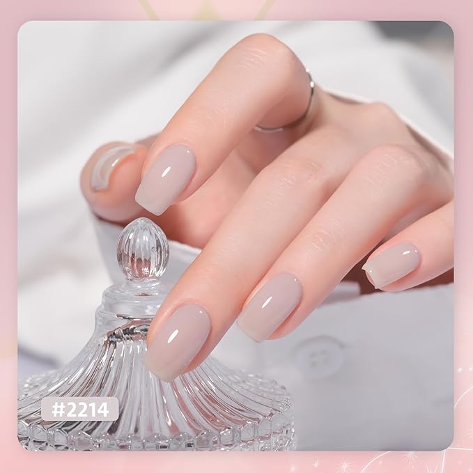 GAOY Jelly Nude Gel Nail Polish Set, 6 Transparent Milky White Pink Colors, UV Light Cure Gel Polish for Salon and Nail Art DIY at Home