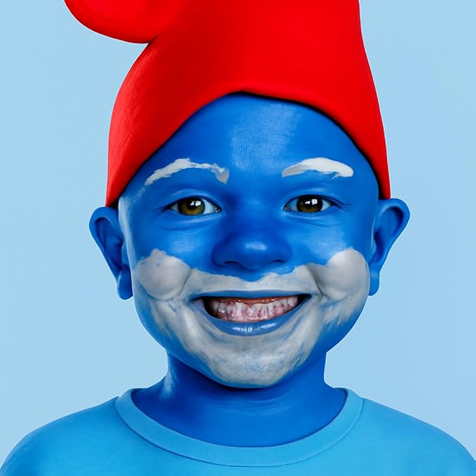 White Blue Face Paint with Sponges,1.01oz/pc Water Based Royal Blue Face Painting Kit for Avatar Smurf Mystique Cosplay Makeup,Halloween SFX Makeup Dark Blue Body Paint for Adults and Kids