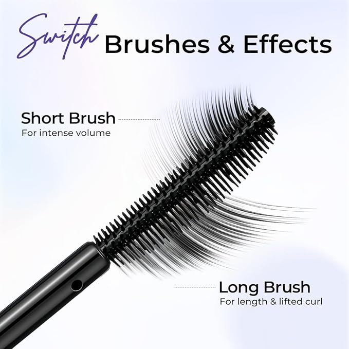 SACE LADY Waterproof Mascara, All-in-Lash Mascara Volume and Length Eyelashes, Smudge-proof and Sweat-proof, Long Lasting Curl, Natrual Black Eye Makeup Valentine‘s Day Gift for Women