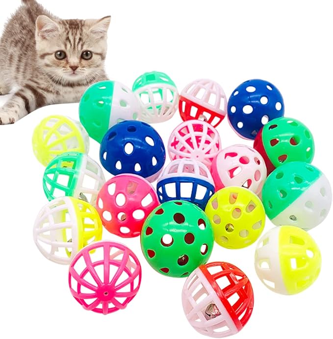 PET SHOW 20 Pack Cat Toys Balls with Bell Inside for Indoor Cats Kitten
