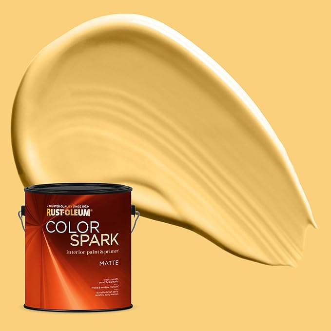 Rust-Oleum Color Spark Interior Paint and Primer in One, Matte, Lemon Curd, 1 Gallon
