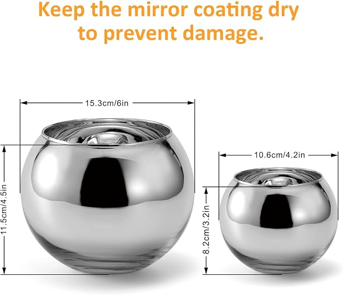 2 PCS Cubicle Accessories, 6'' and 4.2'' Glass Candy Dish Desk Mirror to See Behind You, Home Office Aesthetic Table Vases Flower Pot, Cubicle Convex Desk Rearview Mirror Monitor