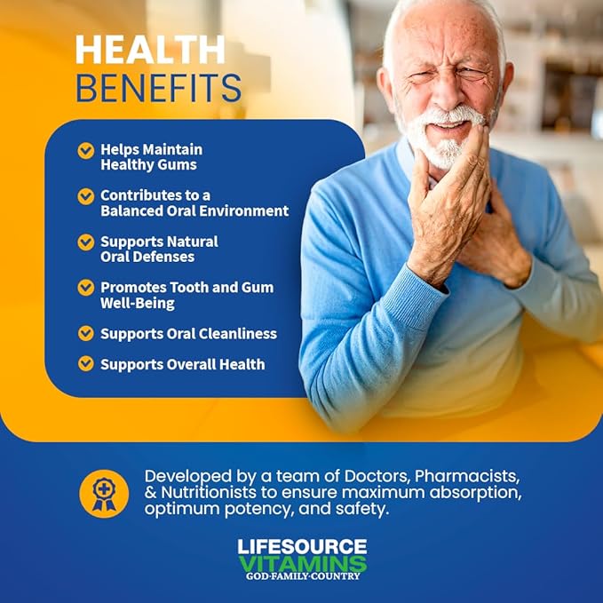 LifeSourceVitamins Tooth & Gum - Anti-B - Support - 90 Caps - Proprietary Formula - LVs, 1 Count (Pack of 1)