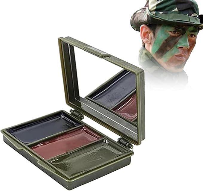 Tri-Color Character Makeup Palette Halloween, Special Effects and Theater Cream FX Palette Face Paint Face Paint Kit, Camouflage