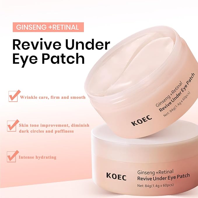 SHEEYOON Revive Under Eye Patch 30 Pairs, Ginseng Retinal Collagen Eye Mask for Puffy Eye Bags Dark Circles and Fine Lines Skin Firmer and Smoother