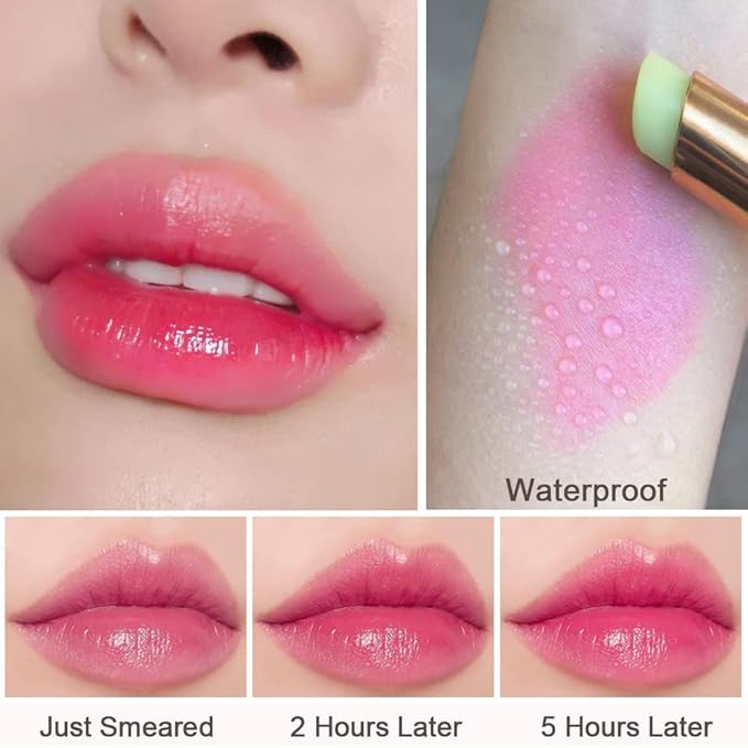 BINGBRUSH 2 Pcs Avocado Color Changing Lipstick Queen,PH Mood Long Lasting Labiales Lip Gloss Lip Balm Tinted Magic Lip Stain Makeup Lipstick Set for Women
