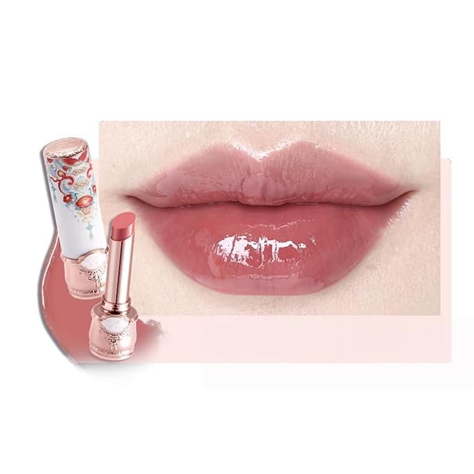 Flower Knows Butterfly Cloud Collar Glossy Lipstick,Hydrating Solid Lip Gloss,Moisturizing Red Tinted Lip Balm,Long Lasting Lip Gloss in Balm for Girls&Women,Vegan & Cruelty-Free(C07 Red Bean)