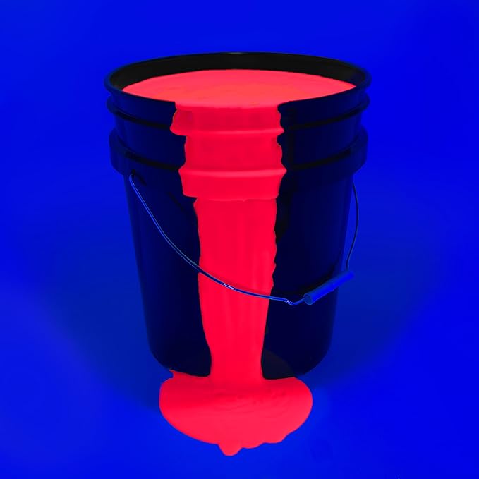 milo UV Neon Red Washable Party Paint | 5 Gallon Bucket | Bulk Fluorescent Party Paint for Rave, Events, Concerts | Glows UV in Black Light | Made in USA | Safe for Skin, Washable, and Non Toxic