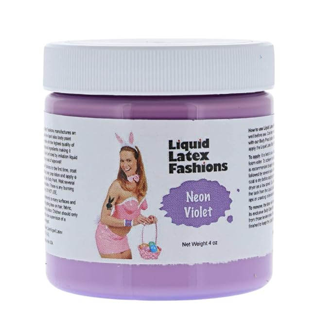 Liquid Latex Fashions- Ammonia Free Neon Violet Makeup Effects Body Costume Creation Paint for Adults and Kids, Ideal for Art and Cosplay, Easy to Peel Off- 4 Oz
