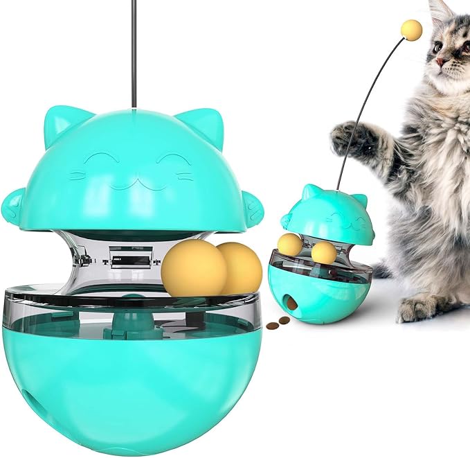 Interactive Cat Toy for Indoor Cats Wobble Treat Dispenser Ball (Blue)