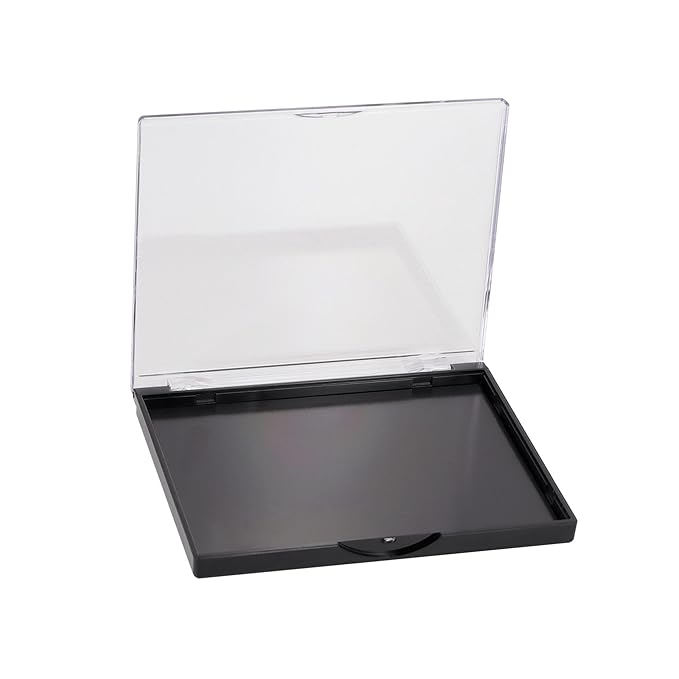 Magnetic Makeup Palette with Clear Top, Empty Eyeshadow Storage Box with 40Pcs Adhesive Metal Stickers for DIY Cosmetics Bronzer Highlights Powder (Small Palette - 4.8" x 4")