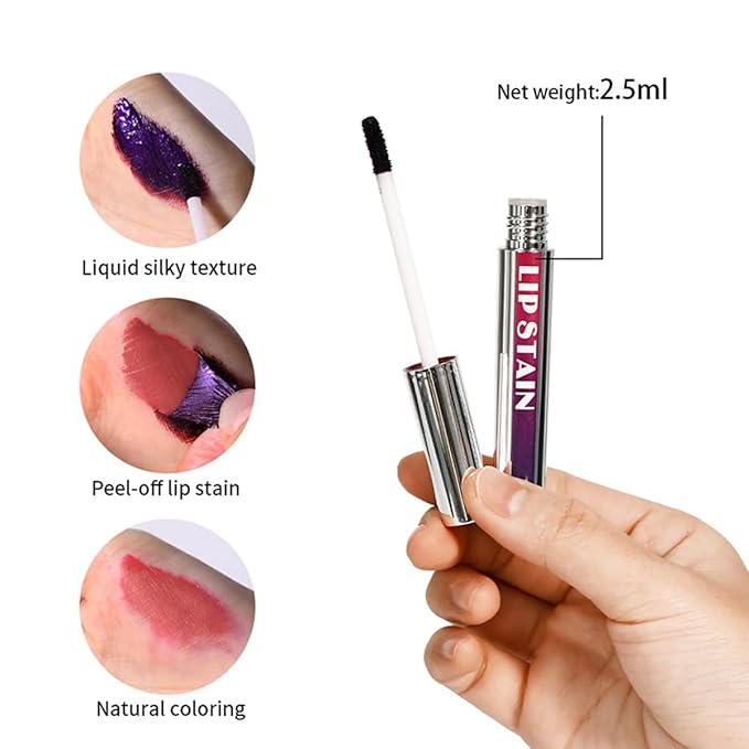 3PCS Peel Off Lip Lipstick Set,Peel Off Lip Liner Stain,Long Lasting and Waterproof Peel Off Lip Stain,Highly Pigmented,Matte Finsh,Detachable Lip Pencil Liner Lipstick