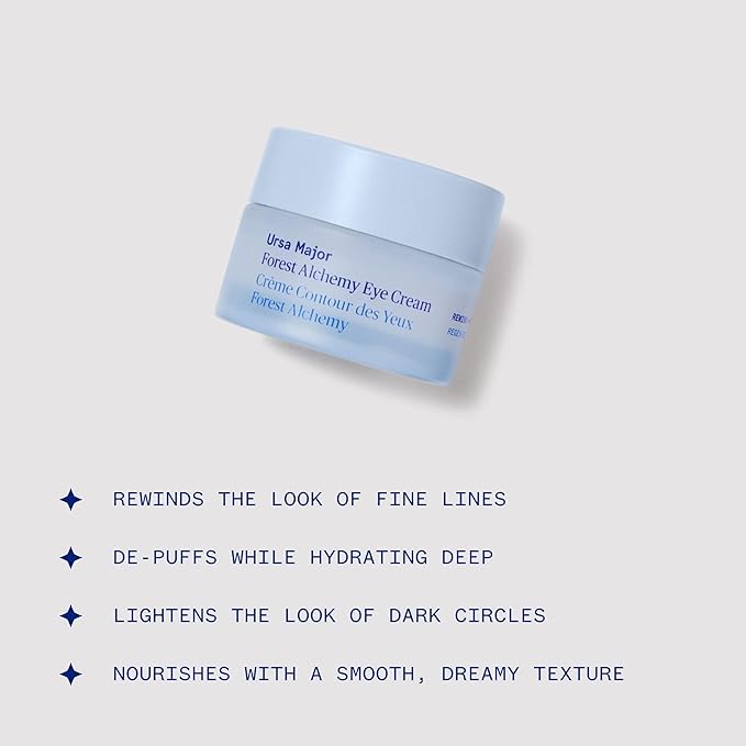 Ursa Major Forest Alchemy Eye Cream | Natural Under-Eye Moisturizer for Dark Circles, Fine Lines, Puffy Eyes and Wrinkles | Vegan, Cruelty-Free, Non-toxic, Unscented | 0.50 ounces