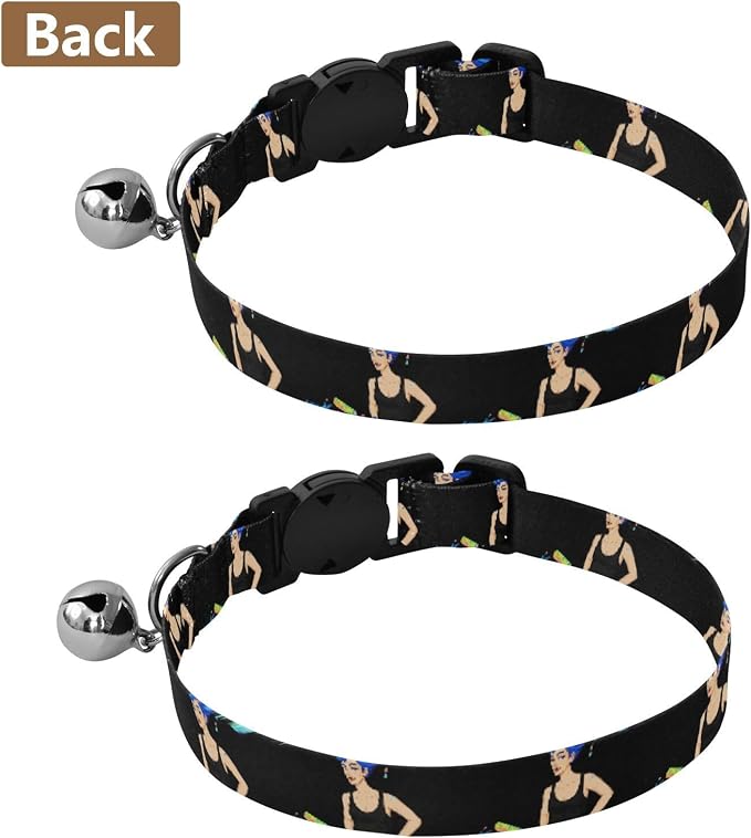 2 Pack Cat Collars Tank Black Blue Dog Collar with Bell, Adjustable Length 10.6" to 17.1"