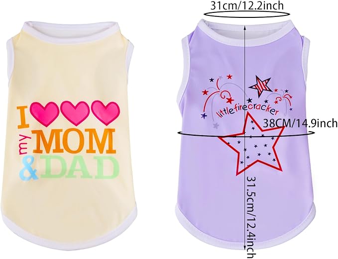 choyaxo 4pcs Dog Clothes Pet Printed Vest for Chiuahaha Small Dogs Kitten Spring Summer