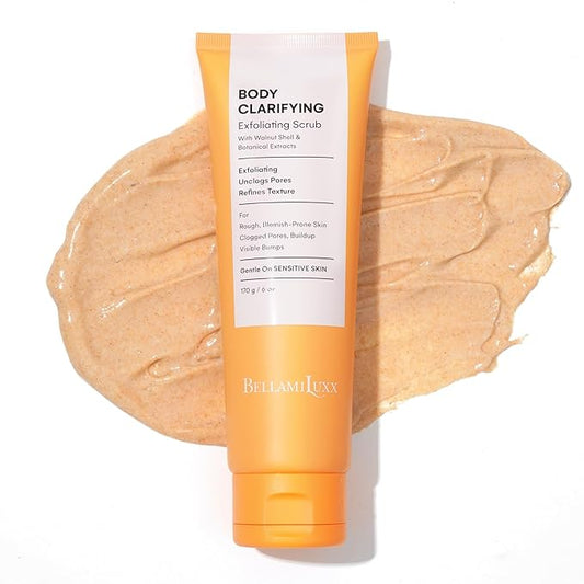 BellamiLuxx Body Acne Treatment Scrub: Helps Reduce Body Breakouts on Back, Chest, Butt & Thighs - Back Acne Treatment for Men, Women & Teens - Butt Acne Wash with Natural Actives for Smooth Skin