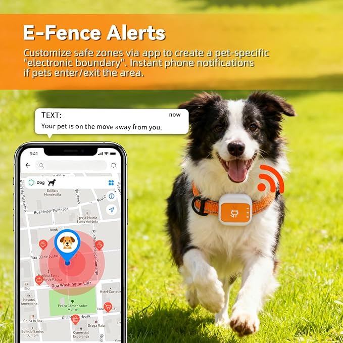 Smart GPS Tracker for Cat Dog GPS Collar Tracker for Pet Anti-Lost Device for Pets (Large for Dog)