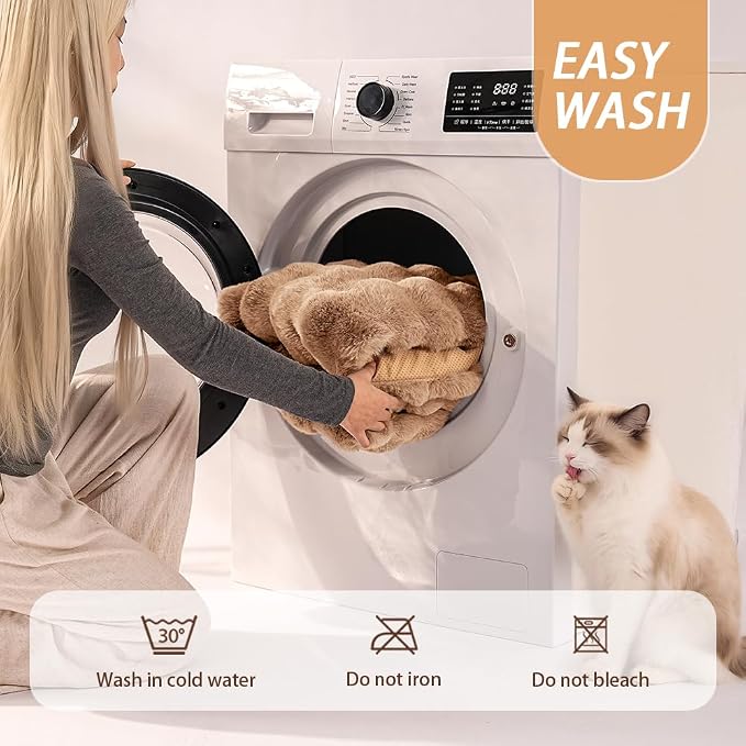 SOMAHE Soft Plush Cat Bed Mat, Machine Washable, Small 23x15 Latte Coffee | Machine Washable + Non-Slip Paw Bottom: soft cat mat stays fluffy and steadier on floors, couches, and cat trees.