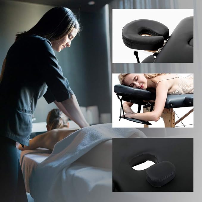BestMassage Massage Bed Portable Massage Table 28 inch Wide Lash Bed Height Adjustable 2 Folding PU Leather with Towel Hanger Oil Pouch Half Bolster Round Bolster Non-Woven Bag