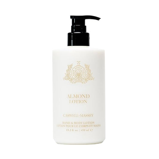 Caswell-Massey Almond Hand and Body Lotion for Dry Skin, Daily Moisturizing Lotion with Almond Oil, Shea Butter & Vitamin E, Fast-Absorbing Non-Greasy Hydrating Moisturizer, Pump Bottle 15.2 fl oz