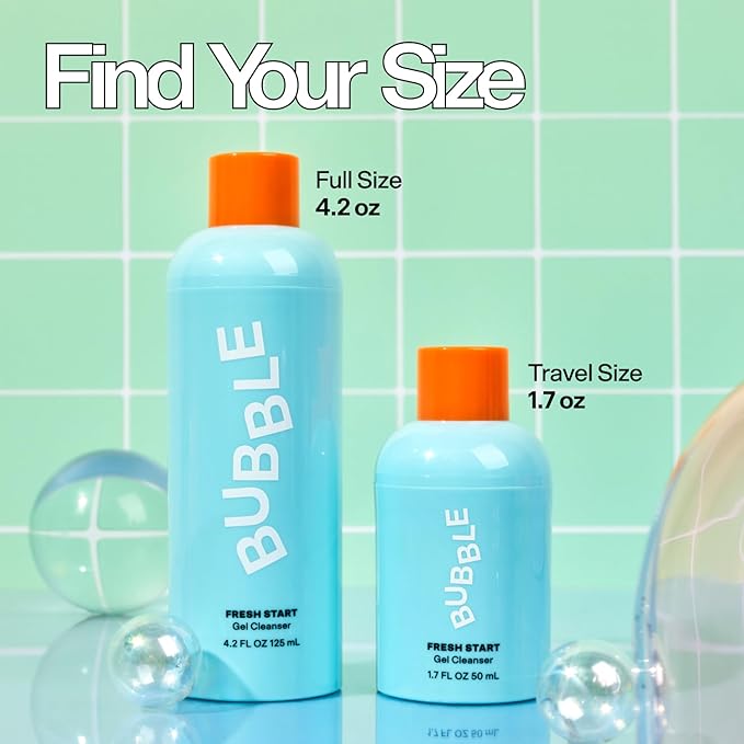 Bubble Skincare Fresh Start Gel Cleanser - Gentle Exfoliating Face Wash for Oily Skin - Formulated with Aloe Vera Juice + Caffeine to Protect and Soothe Complexion (50ml) (Pack of 2)