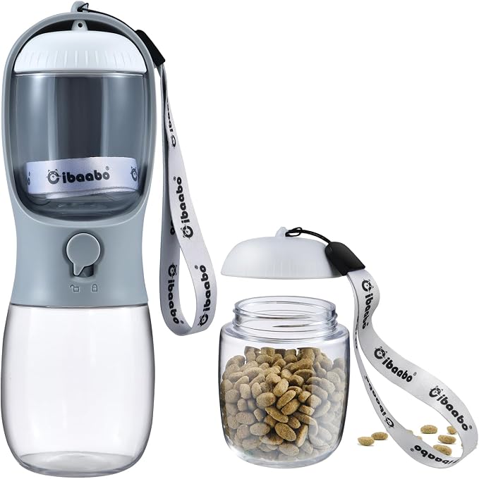 Cibaabo Dog Water Bottle Portable with Food Container & Filter for Travel | Feeding & Hydration | Travel Water Bowl | Portable Pet Dispenser | Dog Gifts | Puppy Essentials | for Hiking Camping Beach
