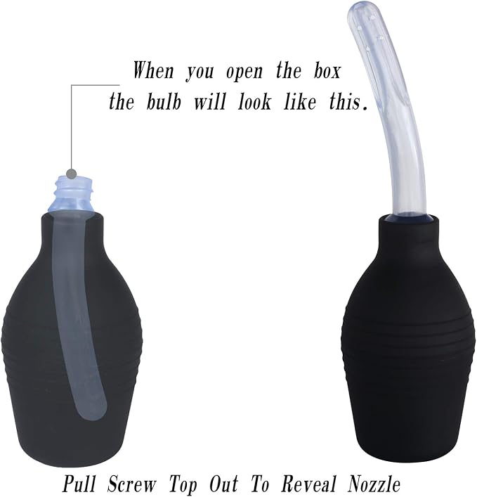 Abyclean Anal Douche Enema Bulb Vaginal Douche Enema Cleaner for Women’s or Man’s Health (310ml Black and Transparent)