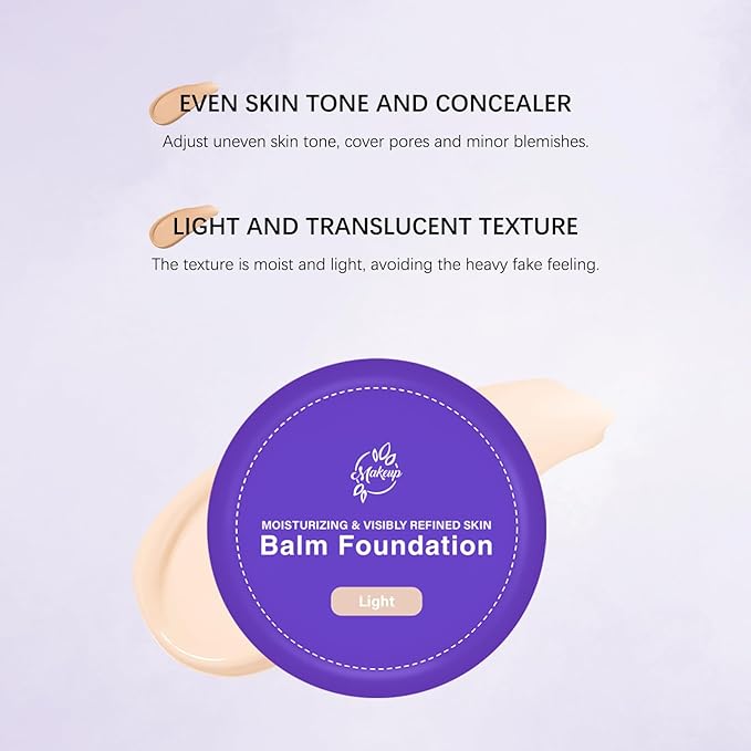 Foundation for Mature Skin–Hydrating Age-Defying Makeup Coverage Balm Foundation, Non-Settling Formula for Older Women, Blurs Fine Lines, Satin Finish for All Skin Types (Light)