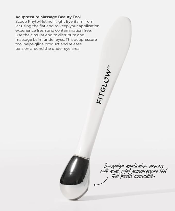 Fitglow Beauty Phyto-Retinol Night Eye Balm | Gentle Plant-Based Anti-Aging Eye Skincare | Smooths Fine Lines, Locks Moisture & Restores Bounce | Includes Acupressure Tool | 15ml