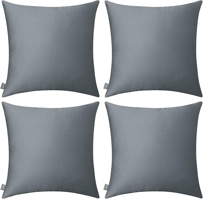 4-Pack 100% Cotton Comfortable Solid Decorative Throw Pillow Case Square Cushion Cover Pillowcase Sublimation Blank Pillow Covers(Cover Only,No Insert) (26x26 inch/ 66x66cm, Dark Grey)