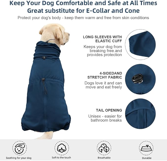 Dog Pajamas for Large Dogs,Extra Large Stretch, Suitable for Adult, Medium-Sized Dogs, Large Pet Jumpsuit Four-Legged Dog Clothes, Pet Clothing. (Blue, 6XL)
