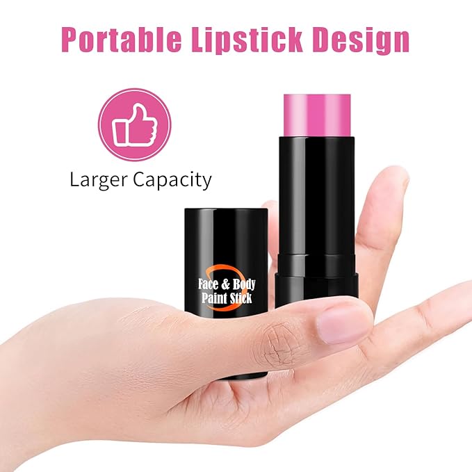Pink Halloween Face Body Paint Stick, Cream Blendable Halloween Face Body Makeup Paint, Non-Toxic Oil Based Stick for SFX Special Effects Cosplay Makeup