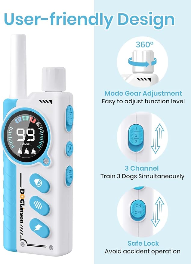 Smart 2-in-1 Dog Shock and Bark Collar - AI Anti-Misoperation | 3300FT Remote Training Collar, IPX7 Waterproof, 4 Modes (Tone, Vibration, Safe Shock, Auto Anti-Bark) for Dogs
