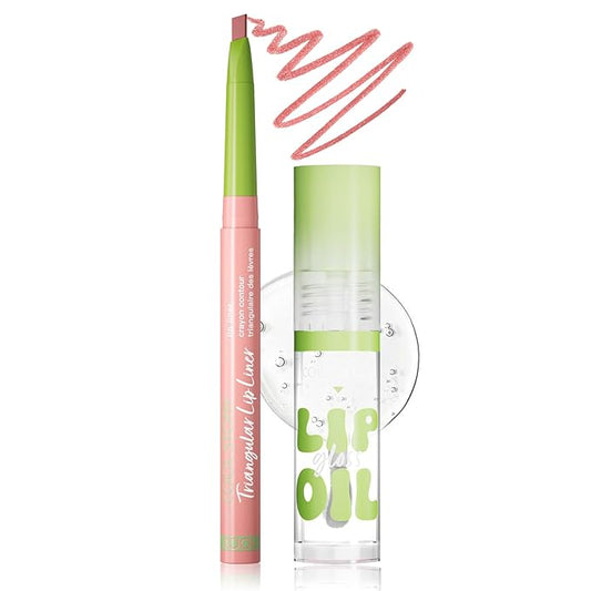 Matte Finish Lip liner and Nourishing Lip Gloss Kit for Women, High Pigmented Natural Nude Pink Red Brown Lip Pencil Makeup Long Lasting Moisturizing Plumping Lip Oil Gloss Winter Care (#01)