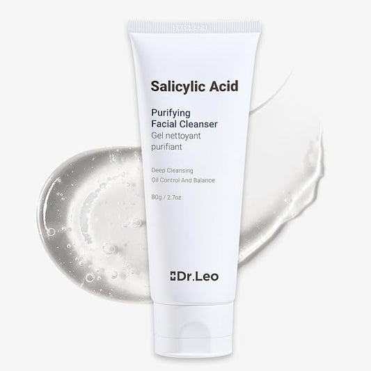 Dr.Leo Salicylic Acid Foaming Cleanser, Face Wash for Oily, Combo & Acne-Prone Skin | 8 Amino Acids Gentle Non-Irritating, 3X Crystal Jelly Deep Clean, Oil Control, Prevents Breakouts, 2.7 oz