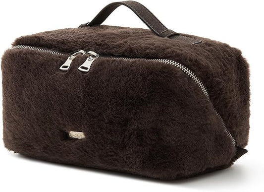 EACHY Travel Makeup Bag, Large Capacity Cosmetic Bag for Women, Waterproof PU Leather, Flat Open Portable Toiletry Bag for Skincare, Brushes & Travel Essentials