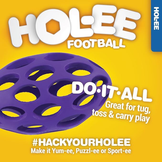 JW Pet HOL-ee Football Dog Toy Puzzle Ball, Natural Rubber, Small