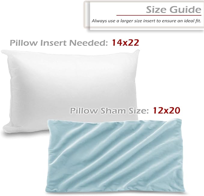 Nestl Throw Pillow Inserts Pack of 2 with Velvet Soft Solid Decorative Square Throw Pillow Covers Set for Sofa Couch Car Bedroom, 12X20 Throw Pillows Inserts with 12x18 Washable Cushion Covers, Aqua
