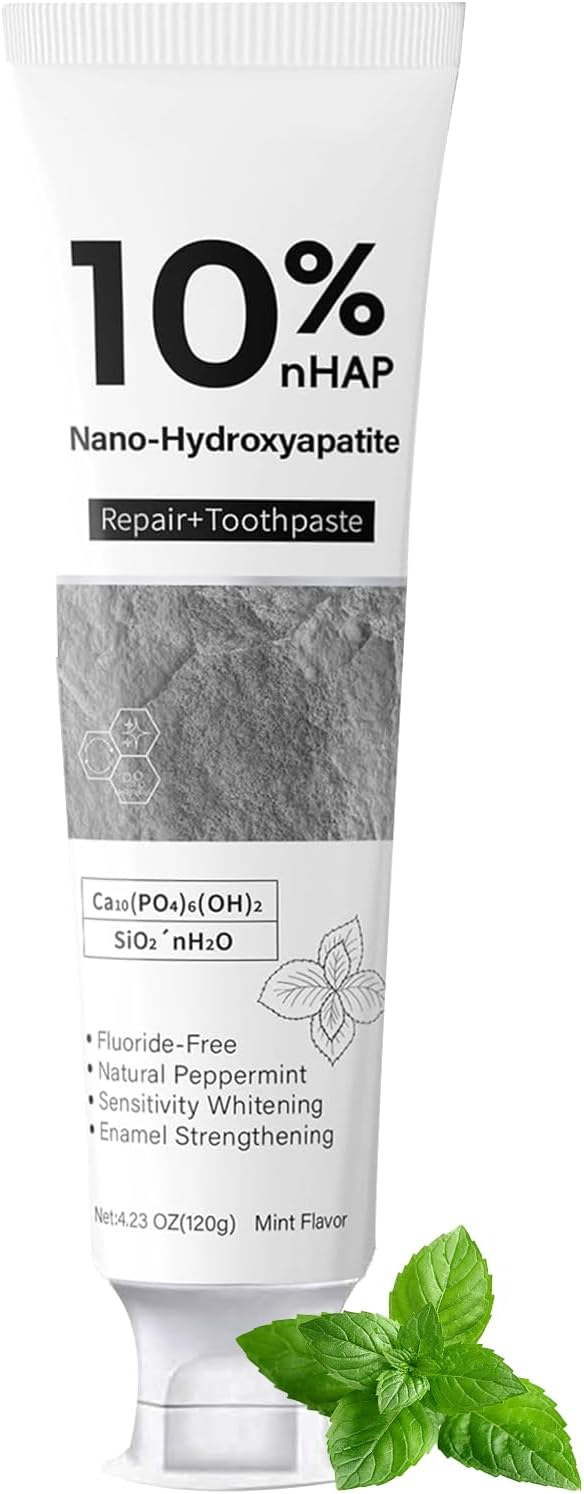 Nano-Hydroxyapatite Toothpaste, New Upgraded Formula, Strengthens Enamel,Fluoride-Free Toothpaste, Gentle on Sensitive Teeth 4.23oz 1pcs