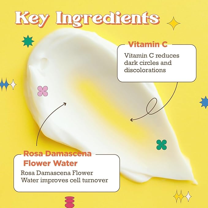 Purifect Bright Vibes Only Brightening Under Eye Cream for Dark Circles - Support for Puffy Eyes, Fine Lines & Sensitive Skin, Features Vitamin C & Rose Water, Use Day or Night - 1 fl oz