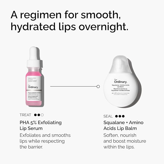 The Ordinary Squalane + Amino Acids Hydrating Lip Balm, for Lips, Elbows, and Cuticles, 0.5 Fl Oz,(Pack of 2)