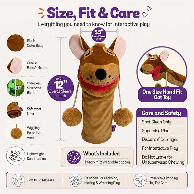 Meow Mitt Wearable Cat Wrestling Glove Puppet - Squirrel