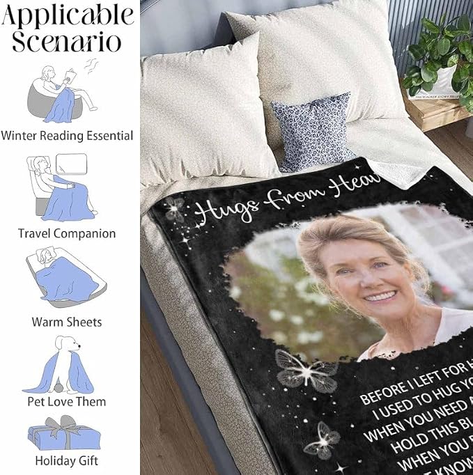 Custom Memorial Blanket with Photo - Sympathy Gift for Loss of Loved One