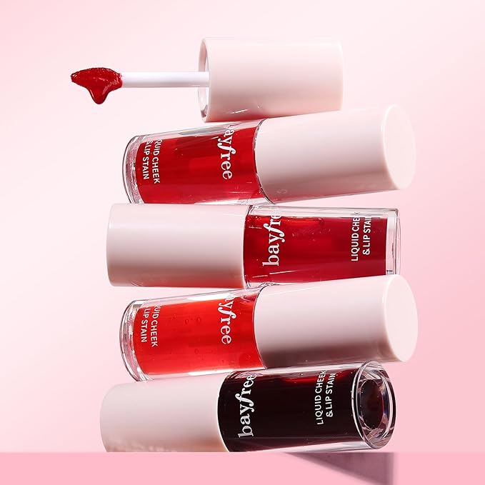 bayfree Liquid Cheek & Lip Stain, Korean Lip Tint with Moisturizing & Weightless, Non-Sticky, Long-Lasting, Kiss-proof, All Long-wearing, Vegan Makeup (Tomatoes Red)