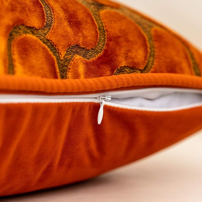 Orange Throw Pillow Cover Wavy Cushion Cover Modern Zippered Rectangular Pillowcase for Sofa Couch Bedroom Living Room Home Decorative, 12x20 Inch