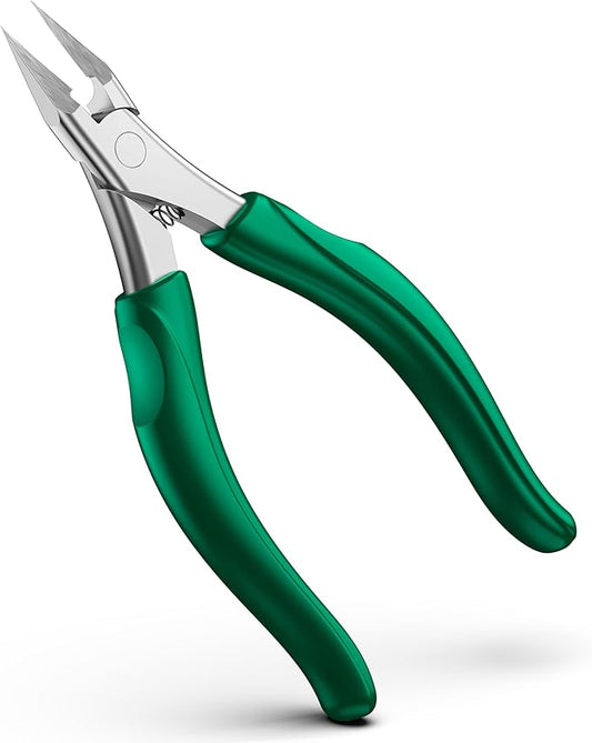 BALUCA Professional Straight Edge Toenail Clippers for Thick Nails & Ingrown Toenails - Heavy Duty Long Handle Nail Clippers for Seniors and Adults with Precision Design for Pain-Free Grooming,Green