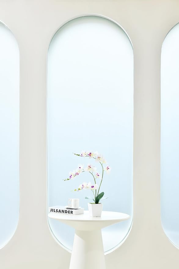 Faux Orchid in Vase Tall Artificial Orchid in Ceramic Vase Tall Silk Orchids with Stems Real Look Potted Fake Phalaenopsis Arrangement Centerpiece Table Decorations for Home Decor Indoor, White