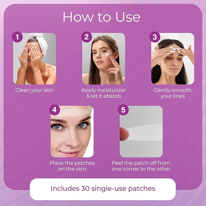 Furlesse Rows Wrinkle Patches, Overnight Forehead Wrinkle Tape for Fine Horizontal Lines, Non-Invasive Anti-Wrinkle Patches, Anti-Aging Skincare, 30-Count, 30-Day Use