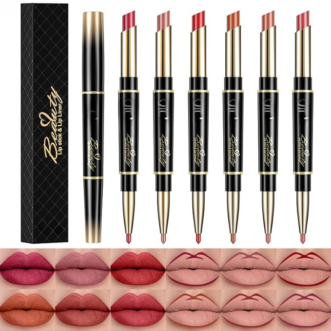 Double Head Lipstick and Lip Liner - Long-lasting Makeup - Waterproof Daily Glamour Makeup (11#pumpkin color)
