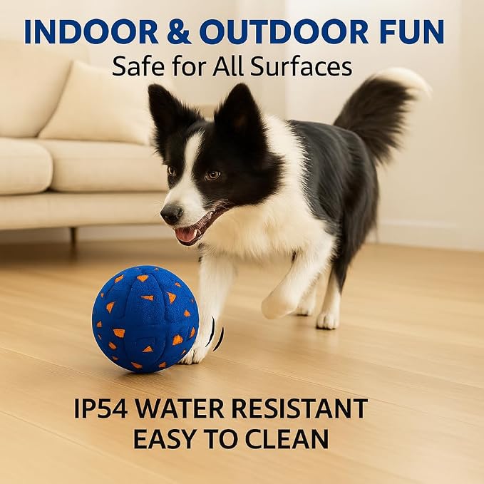 Interactive Dog Toy for Medium & Large Dogs – Smart Automatic Ball with Rolling & Bouncing Modes, Durable E-TPU, USB-C Rechargeable Moving Dog Ball, Indoor & Outdoor Play (Blue)